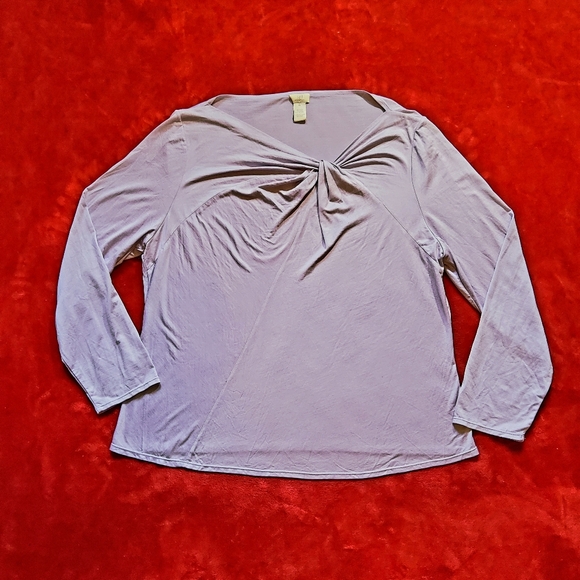 J Jill Twist Neck Top Lavender Purple Silk Wool Blend Women's XL Shirt - Picture 1 of 7